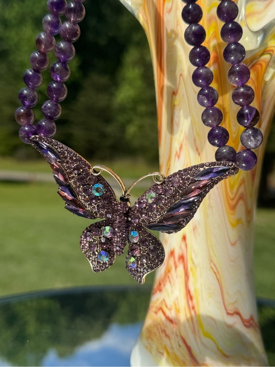 eye candy Jewelry - eye candy Purple Butterfly Crystal Pendant Necklace